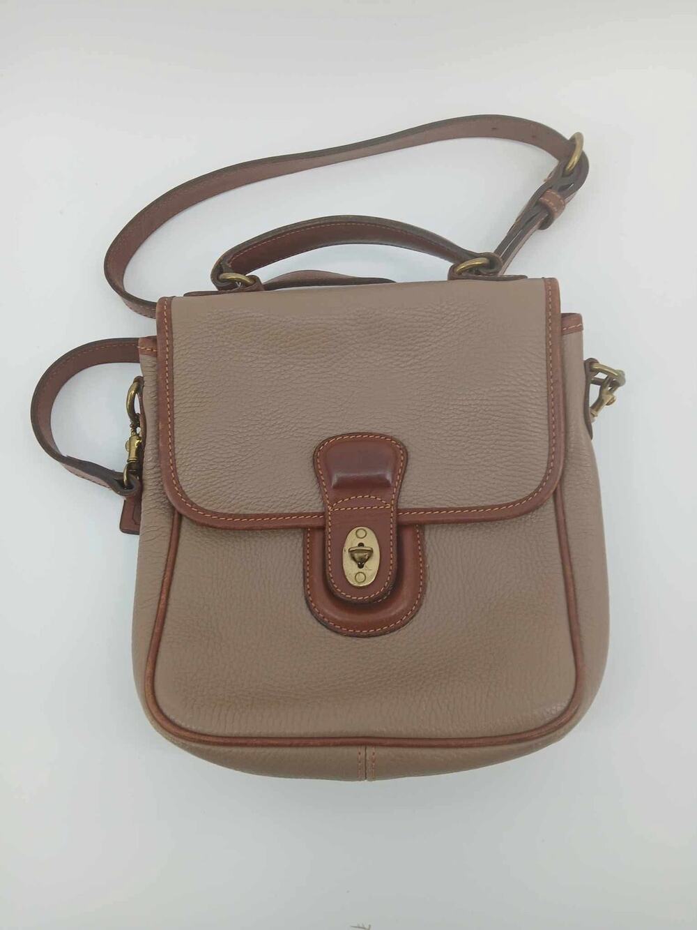 Vintage Leather crossbody, Coach Mini Durham 4211, bone and brown